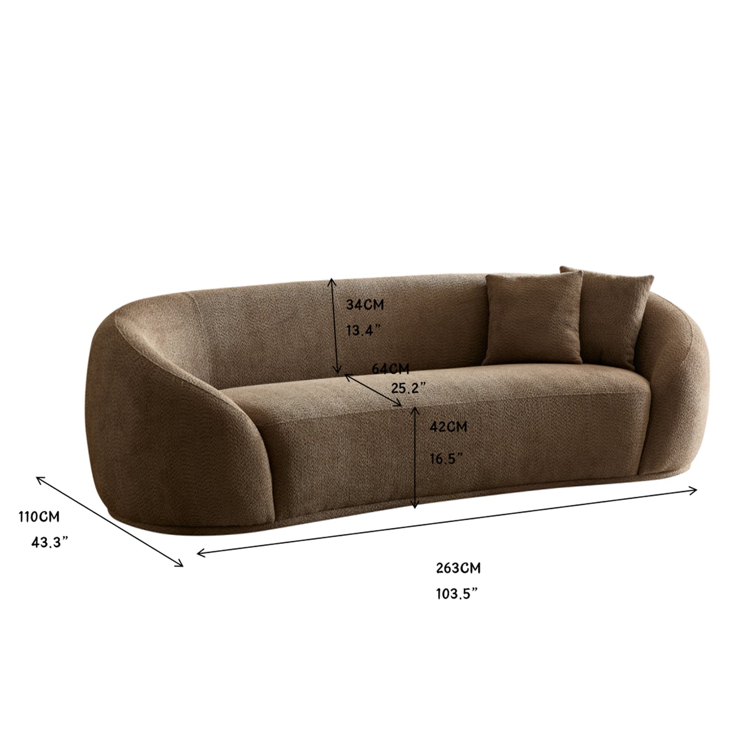 Half Moon Curved Sofa, Camel