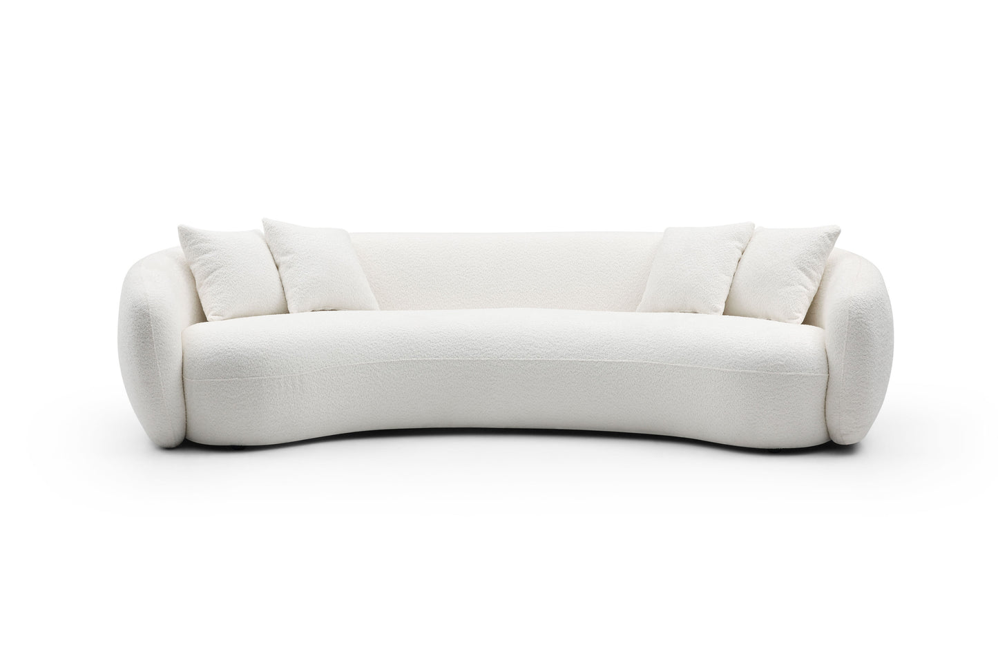 Lunara Curved Bouclé Sofa, White