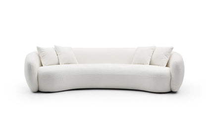 Lunara Curved Bouclé Sofa, White