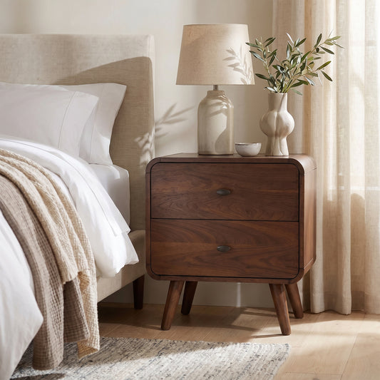 Harlow Walnut Mid-Century Nightstand