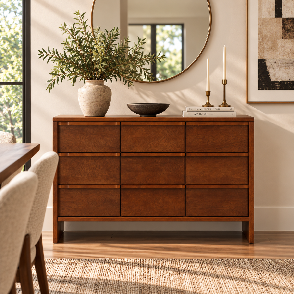 Harrison Wood Sideboard Cabinet, Walnut Finish