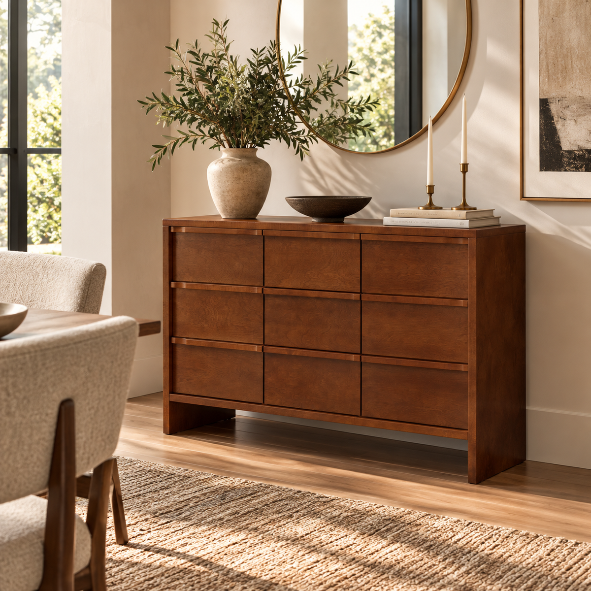 Harrison Wood Sideboard Cabinet, Walnut Finish