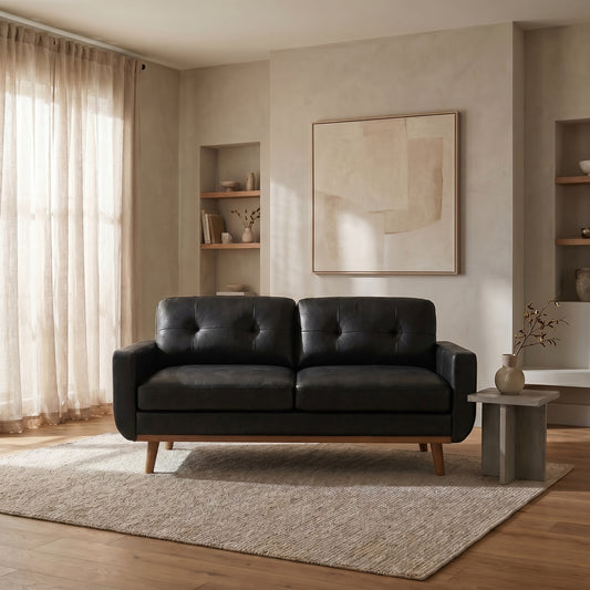 Hayes Tufted Black Sofa