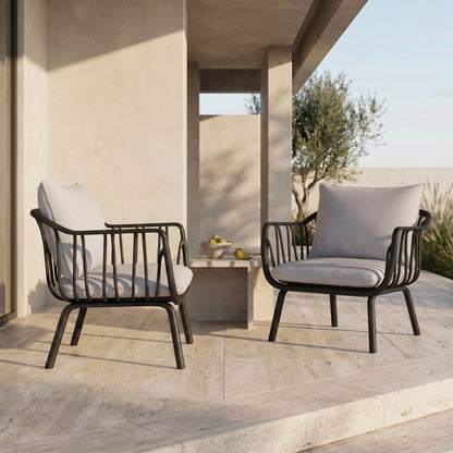 Huron Outdoor Lounge Chair Set of 2, Black