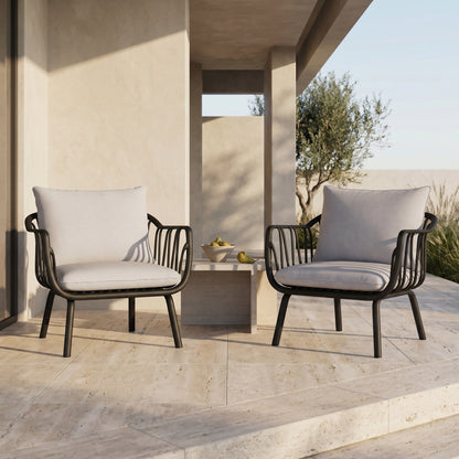 Huron Outdoor Lounge Chair Set of 2, Black