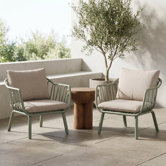 Huron Outdoor Lounge Chair Set of 2, Green