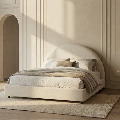 Isla Bouclé Queen Bed with Curved Headboard