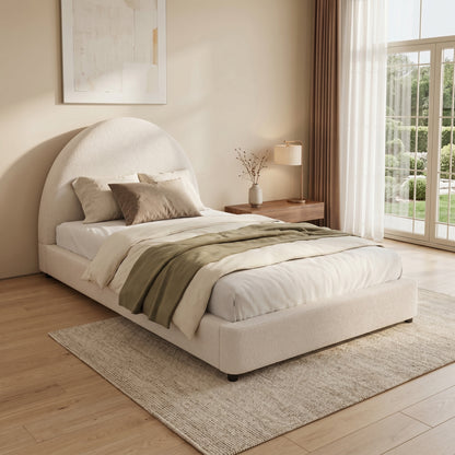 Isla Bouclé Twin Bed with Curved Headboard