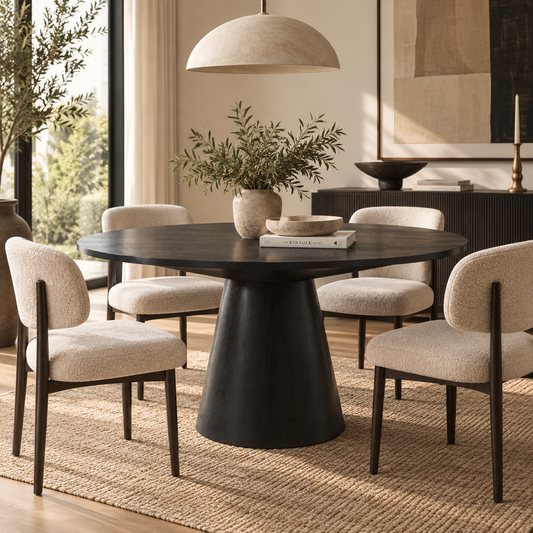 Jasper Black Pedestal Dining Table