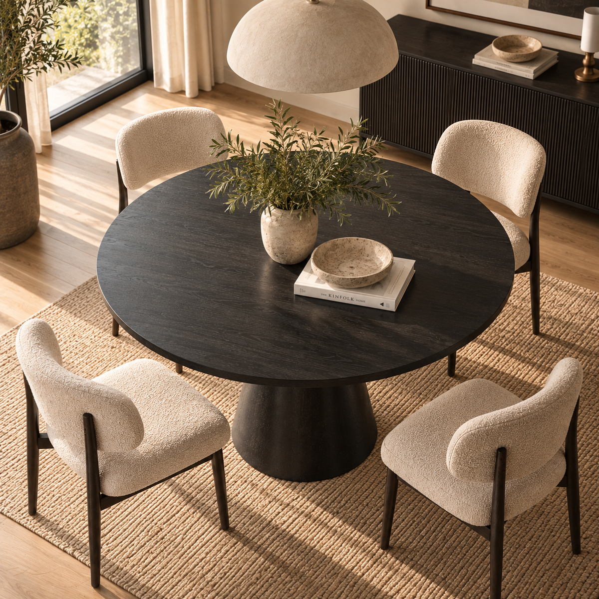 Jasper Black Pedestal Dining Table