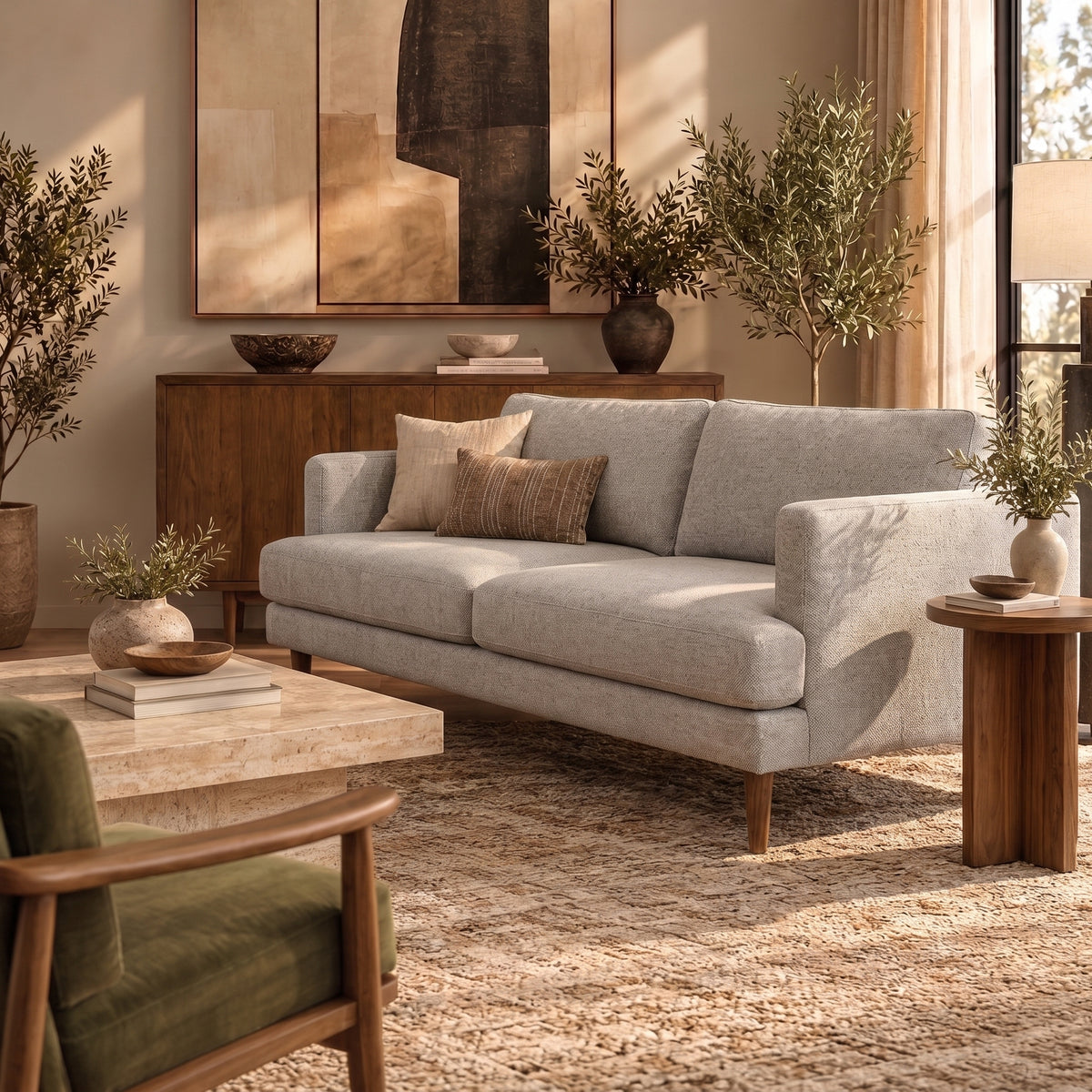 Livingston Upholstered 2-Seater Sofa, Mist Grey