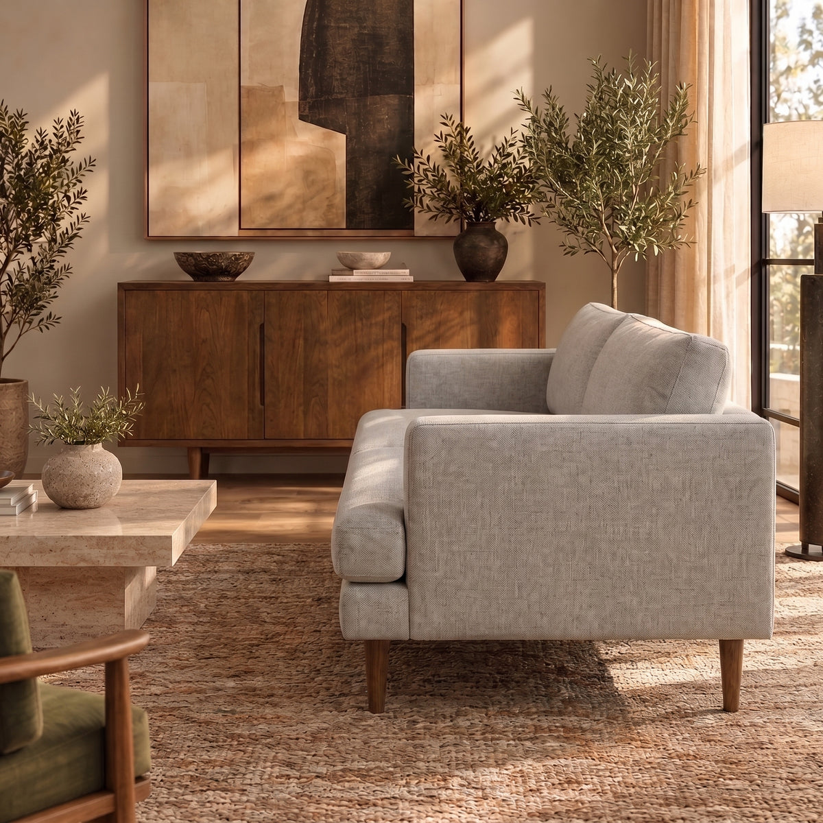 Livingston Upholstered 2-Seater Sofa, Mist Grey