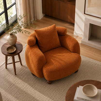 Lunara Bouclé Accent Chair, Tuscan