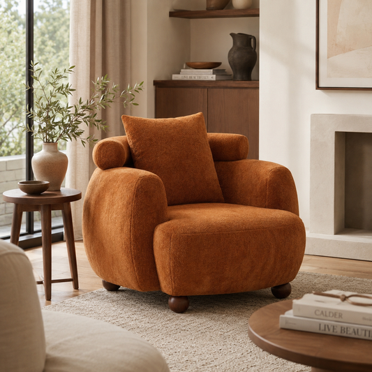 Lunara Bouclé Accent Chair, Tuscan