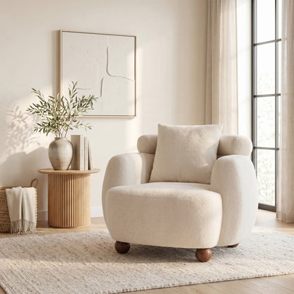 Lunara Bouclé Accent Chair, White