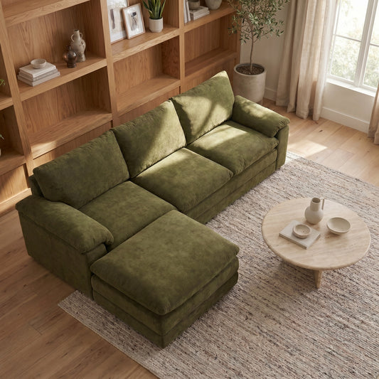 Lunaro Deep Seat Modular Sectional, Green