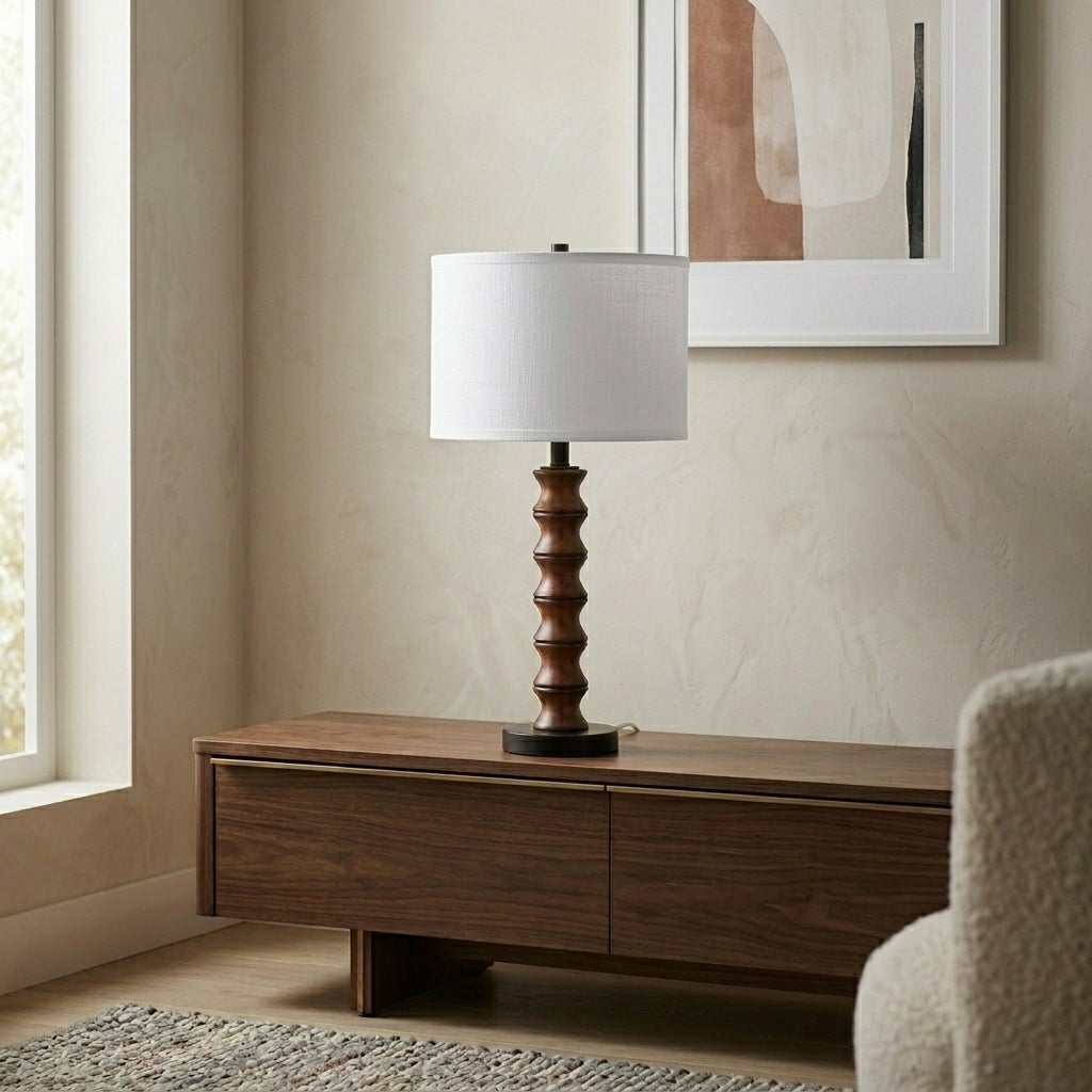 Marcelli Turned Wood Table Lamp