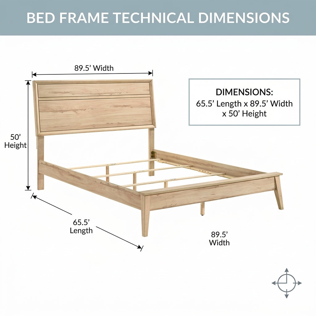 Maren Oak Platform Bed, Queen