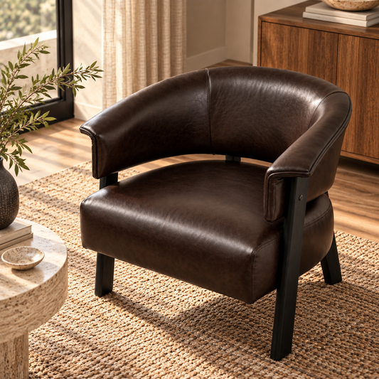 Marlow Wraparound Accent Chair, Dark Brown
