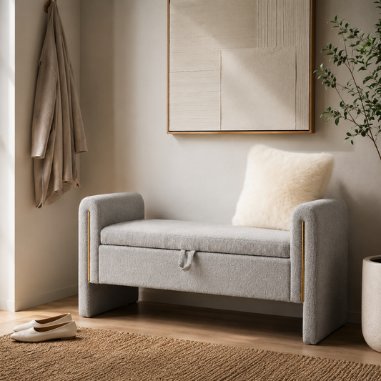 Marlowe Teddy Storage Bench, Grey
