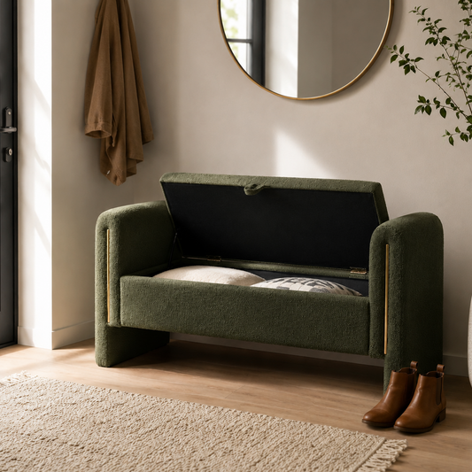 Marlowe Teddy Storage Bench, Olive Green