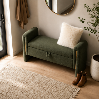 Marlowe Teddy Storage Bench, Olive Green