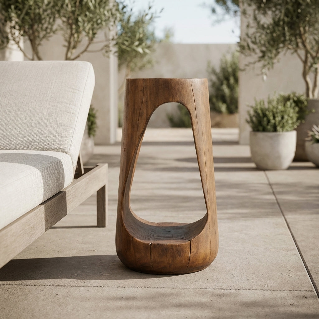 Nero Sculpted Pedestal Side Table