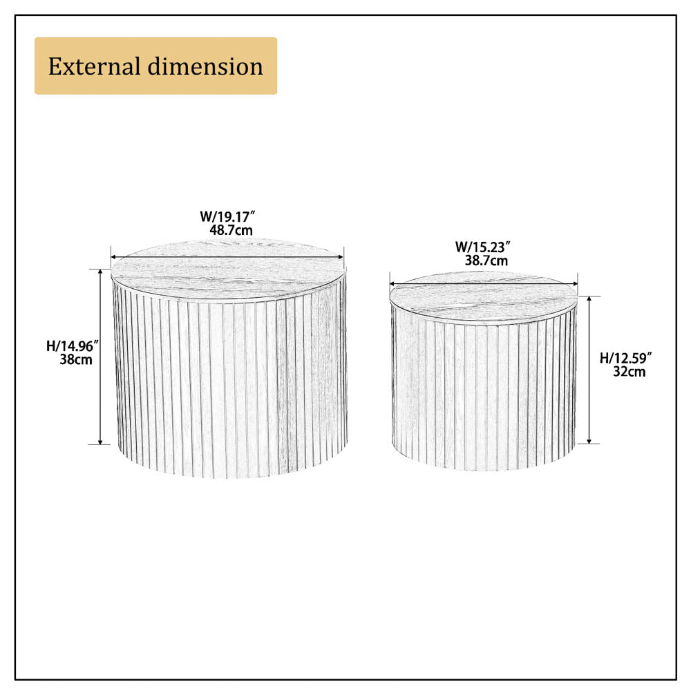 Nested Coffee Table Set of 2, Black