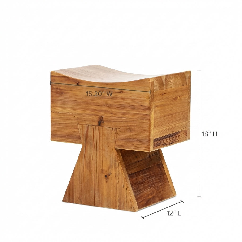 Nico Sculptural Reclaimed Wood Stool