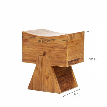 Nico Sculptural Reclaimed Wood Stool