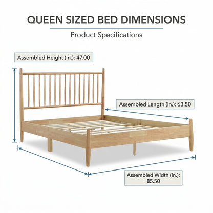 Noma Natural Spindle Queen Bed Frame
