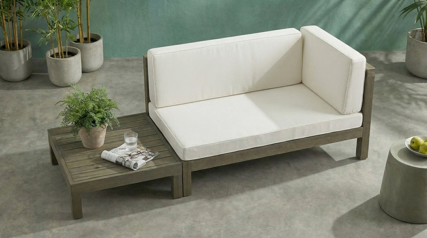 Oana Left Corner Outdoor Bench & Coffee Table Set