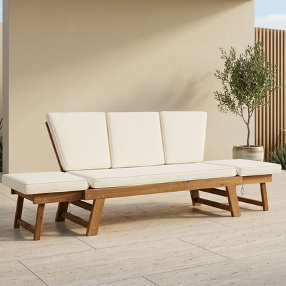 Orlo Acacia Wood Outdoor Daybed Sofa, Teak