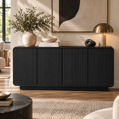 Orson Fluted Black Sideboard