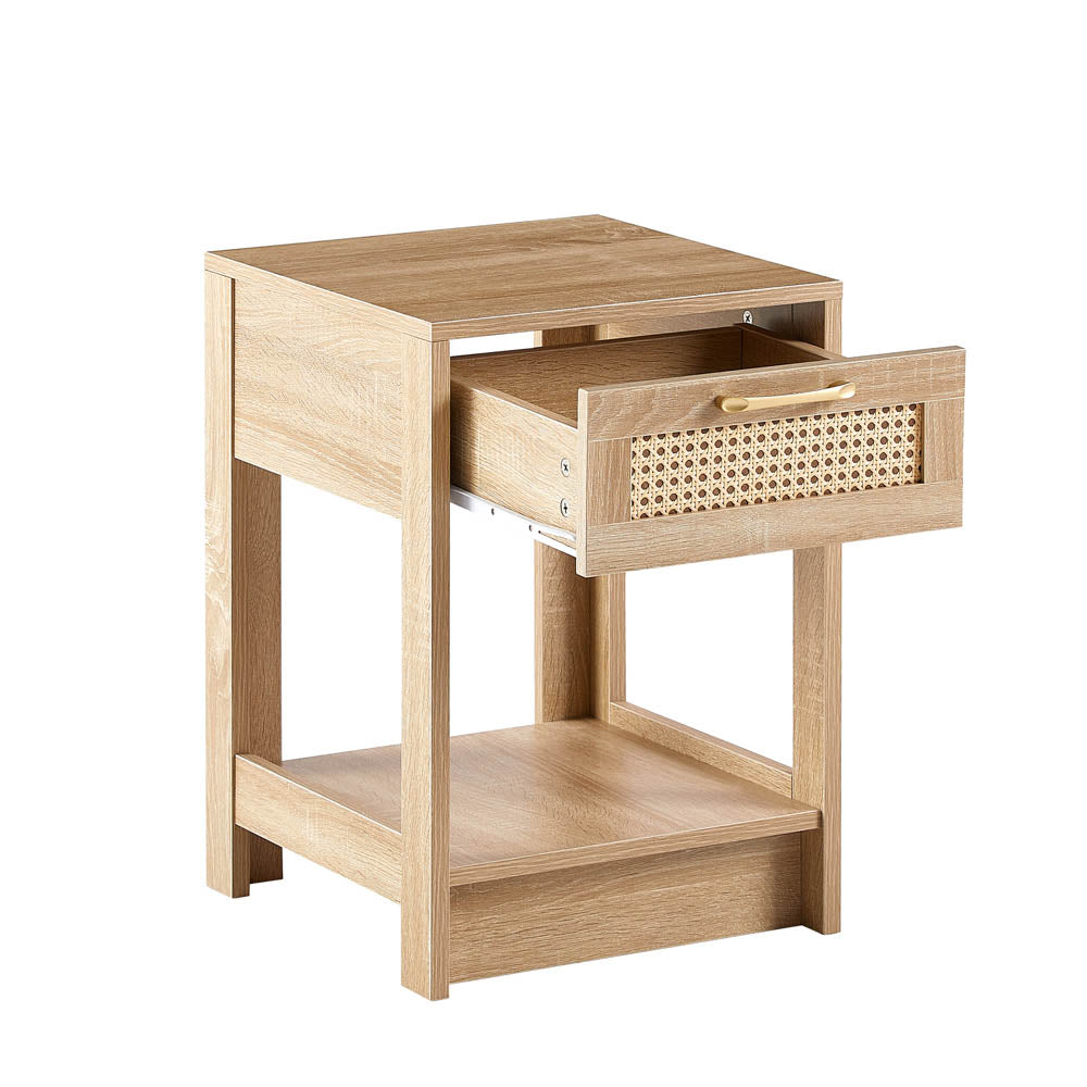 Rattan End table with Drawer