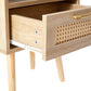 Rattan End table with Power Outlet & USB Ports, Natural