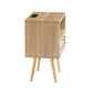 Rattan End table with Power Outlet & USB Ports, Natural