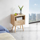 Rattan End table with Power Outlet & USB Ports, Natural