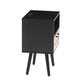 Rattan End table with Power Outlet  & USB Ports, Black