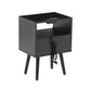 Rattan End table with Power Outlet  & USB Ports, Black