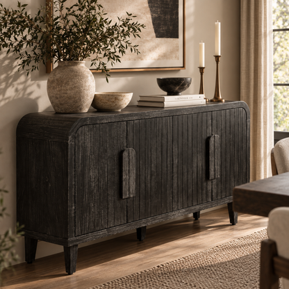 Reeded Black Sideboard