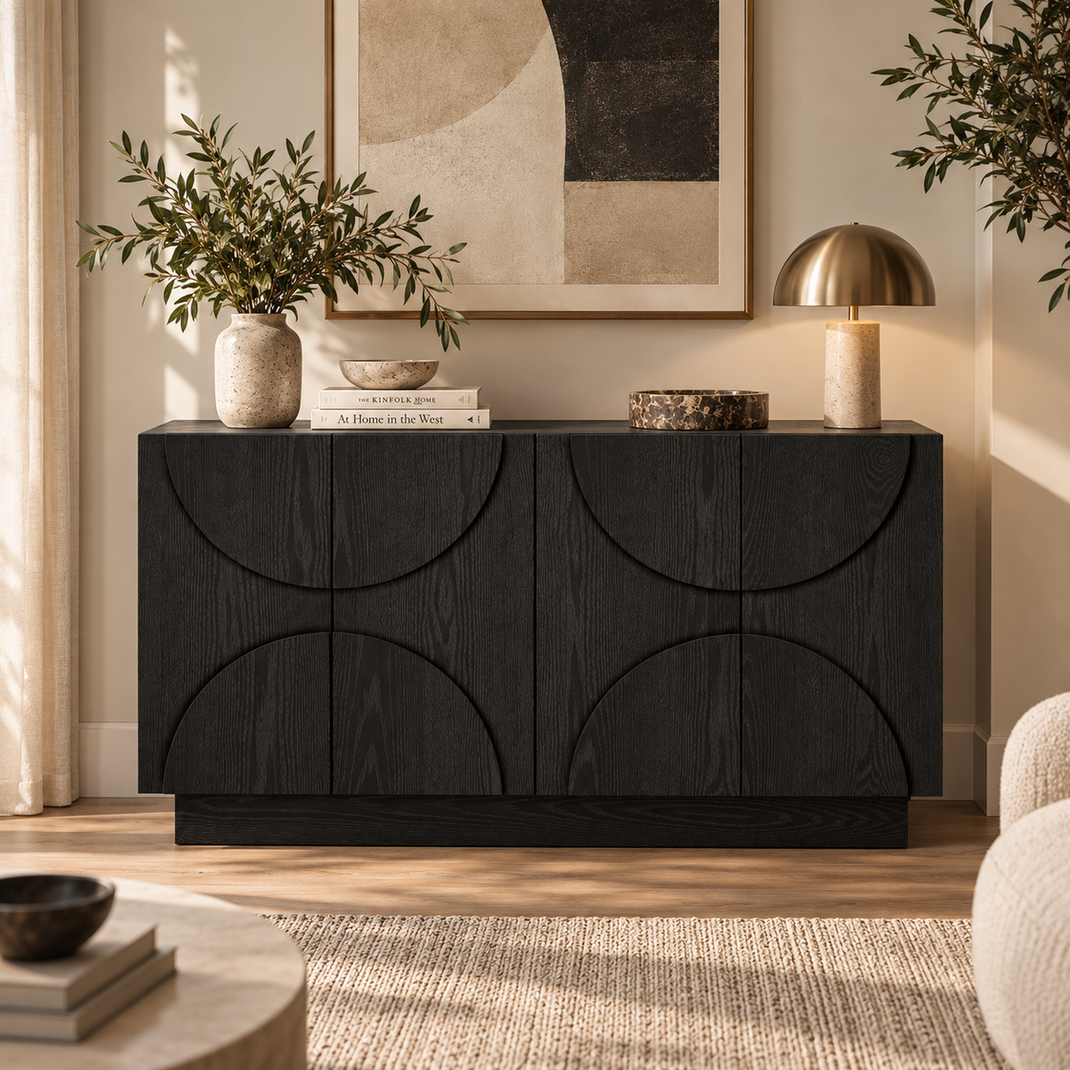 Renzo Sculpted Black Sideboard