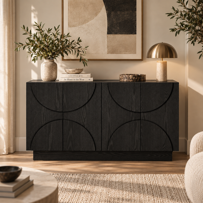 Renzo Sculpted Black Sideboard