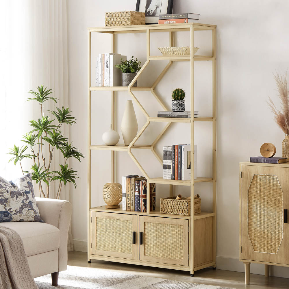 7-Tiered Rattan Bookshelf