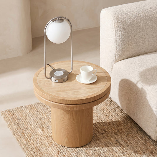 Sinter Stone-Top Pedestal Side Table