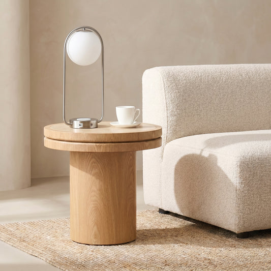 Sinter Stone-Top Pedestal Side Table