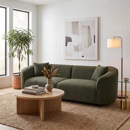 Sloane Curved Upholstered Sofa, Green