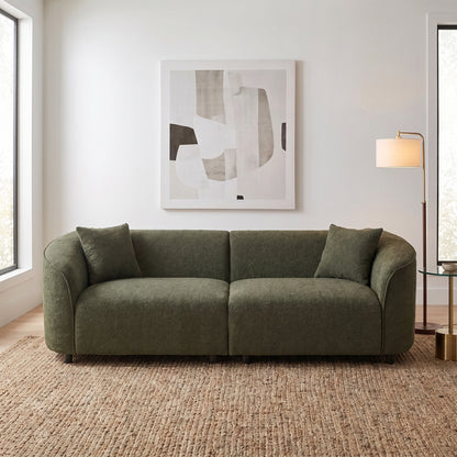 Sloane Curved Upholstered Sofa, Green