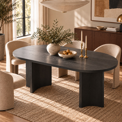 Soren Sculptural Oval Dining Table, Black