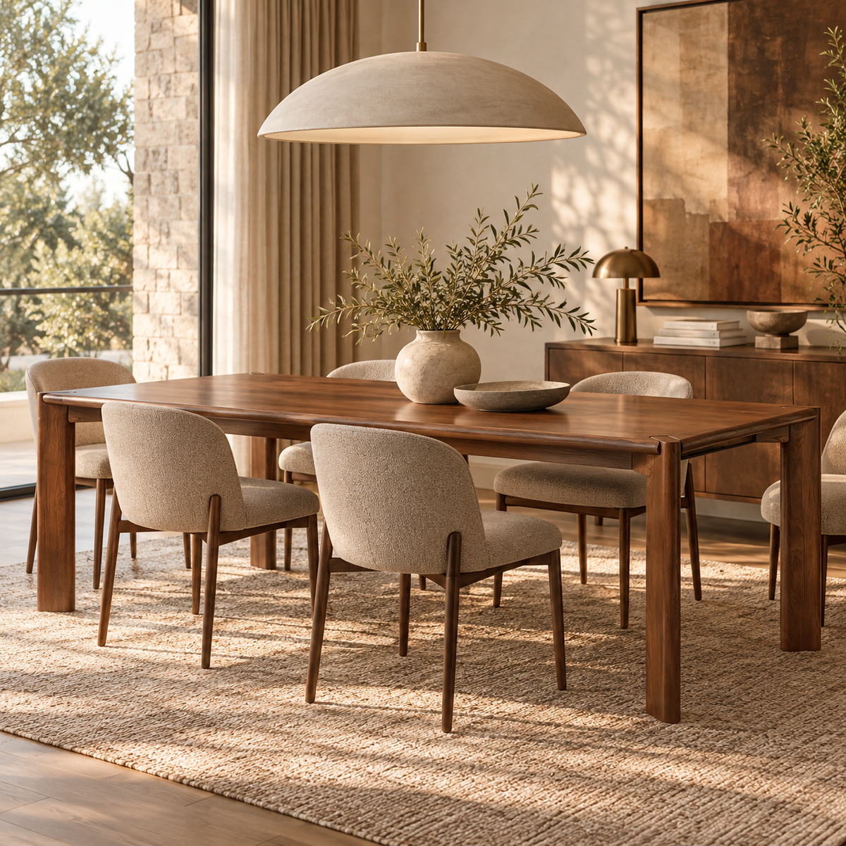 Sullivan Solid Ash Dining Table, Walnut Finish